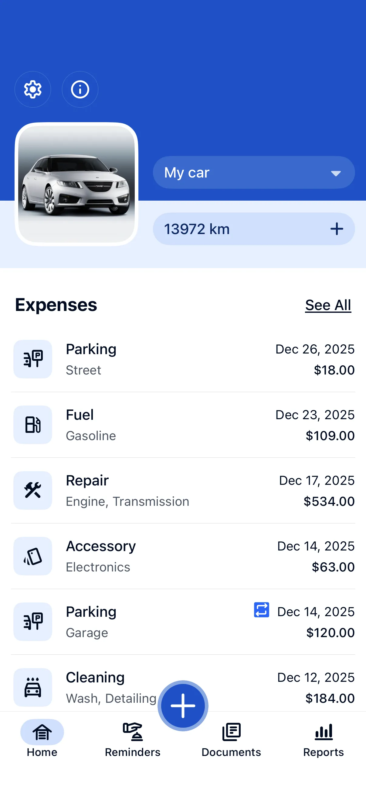 VehiClues App Home Screen Screenshot