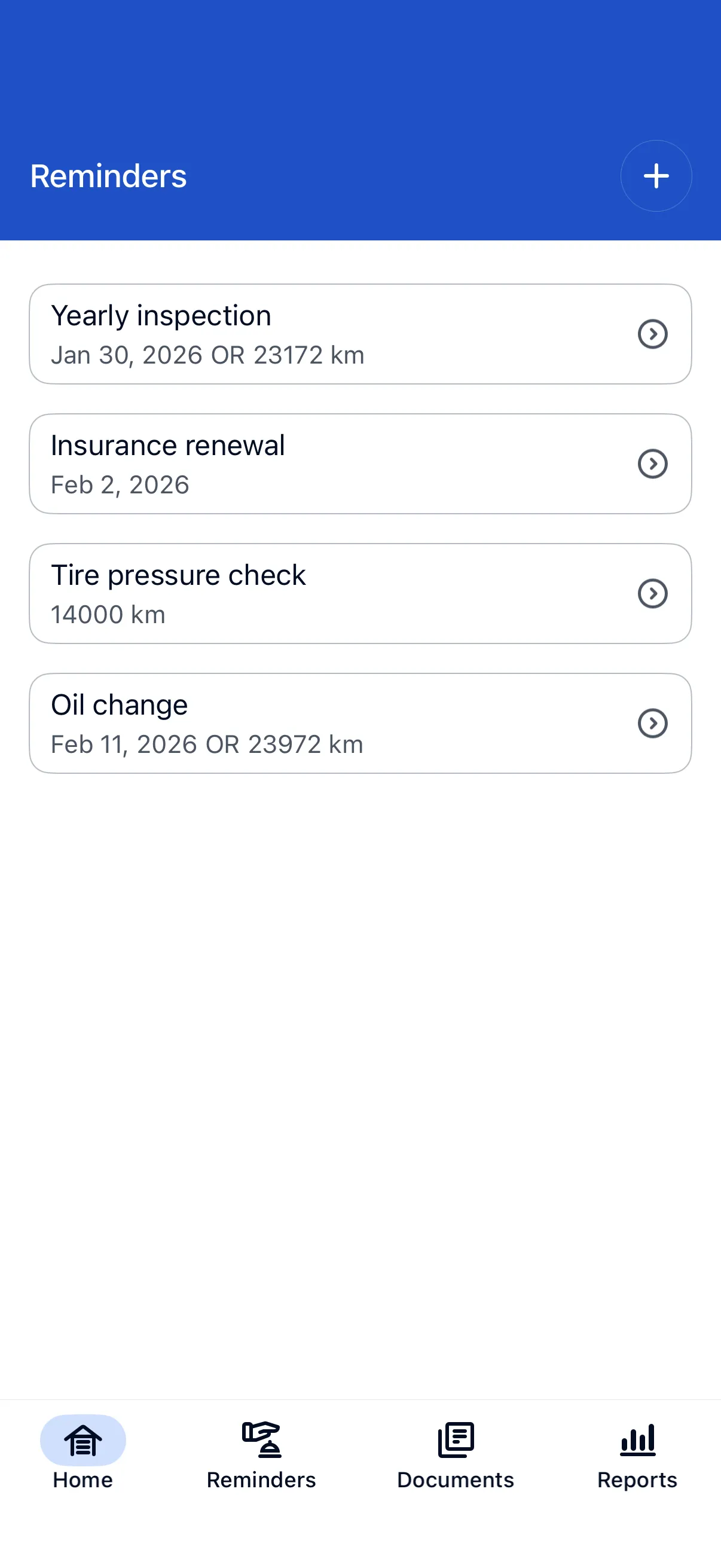 Reminder List Screenshot
