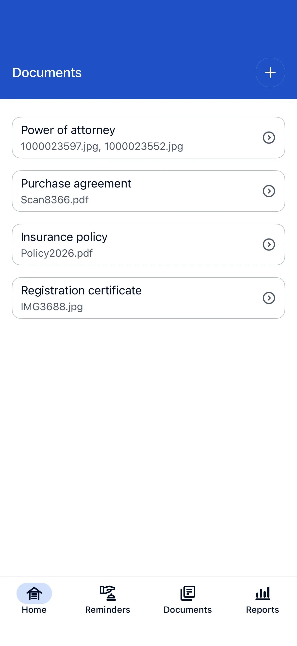 Document List Screenshot